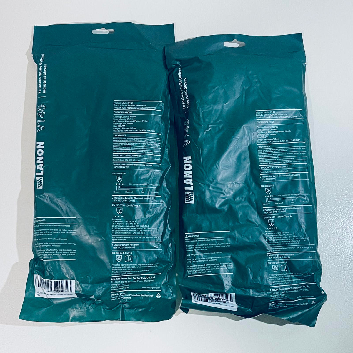 LANON V146 18 in Nitrile Chemical Resistant Gloves, XXL, 2 Pack