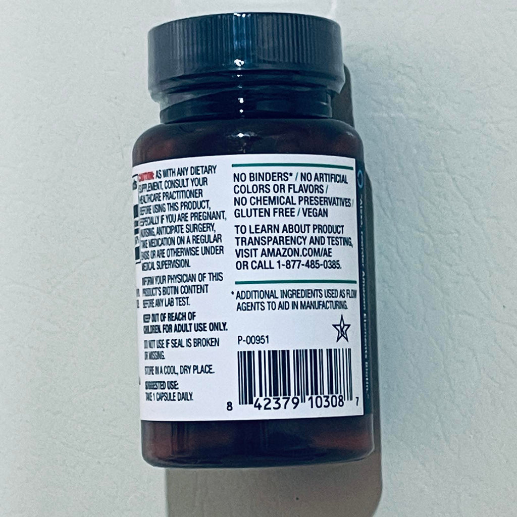 Amazon Elements Biotin 5000 mcg, 130 Capsules, EXP 3/2027