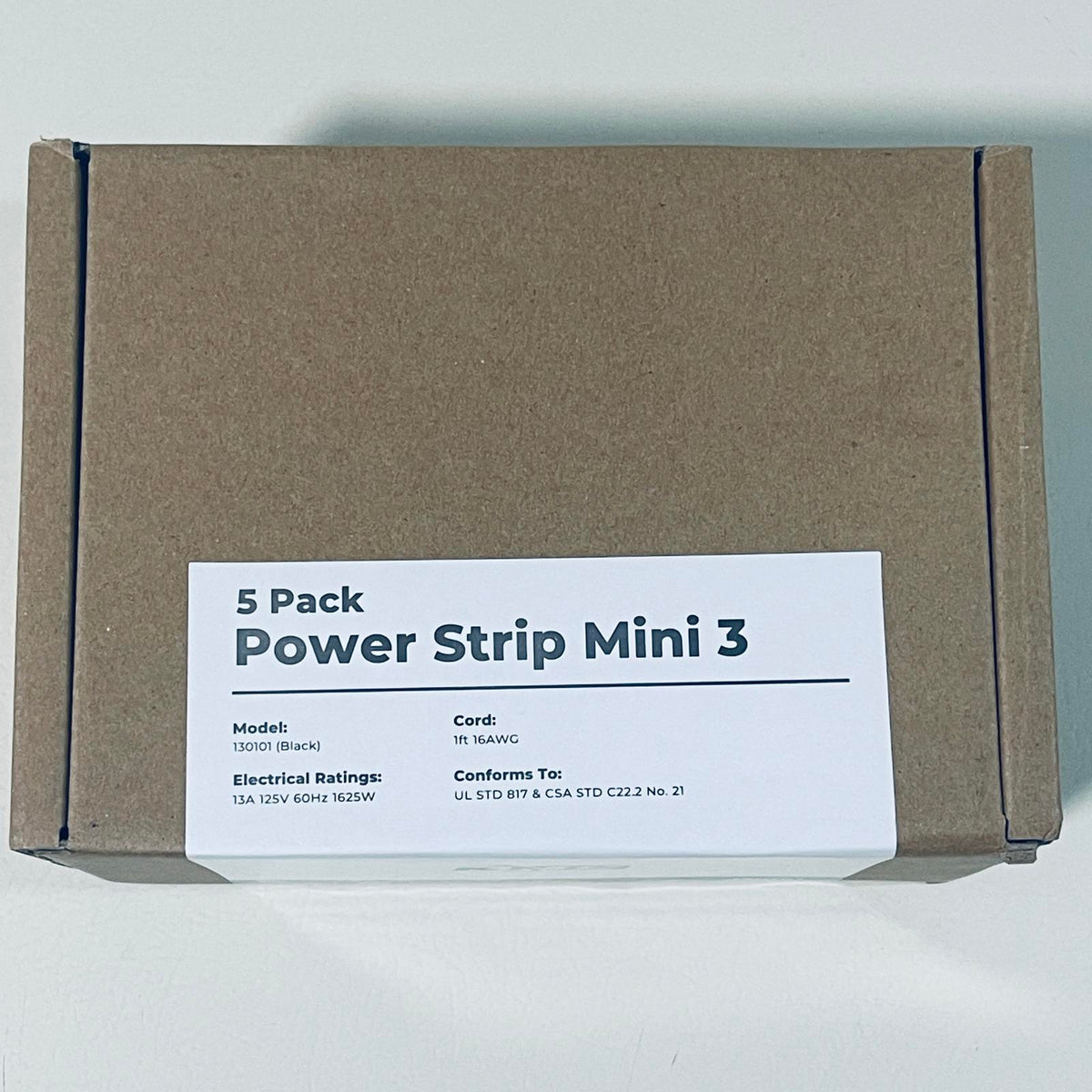 KMC Power Strip Mini 3, 1 ft Cord, 13A, Black, Model 130101, 5 Pack