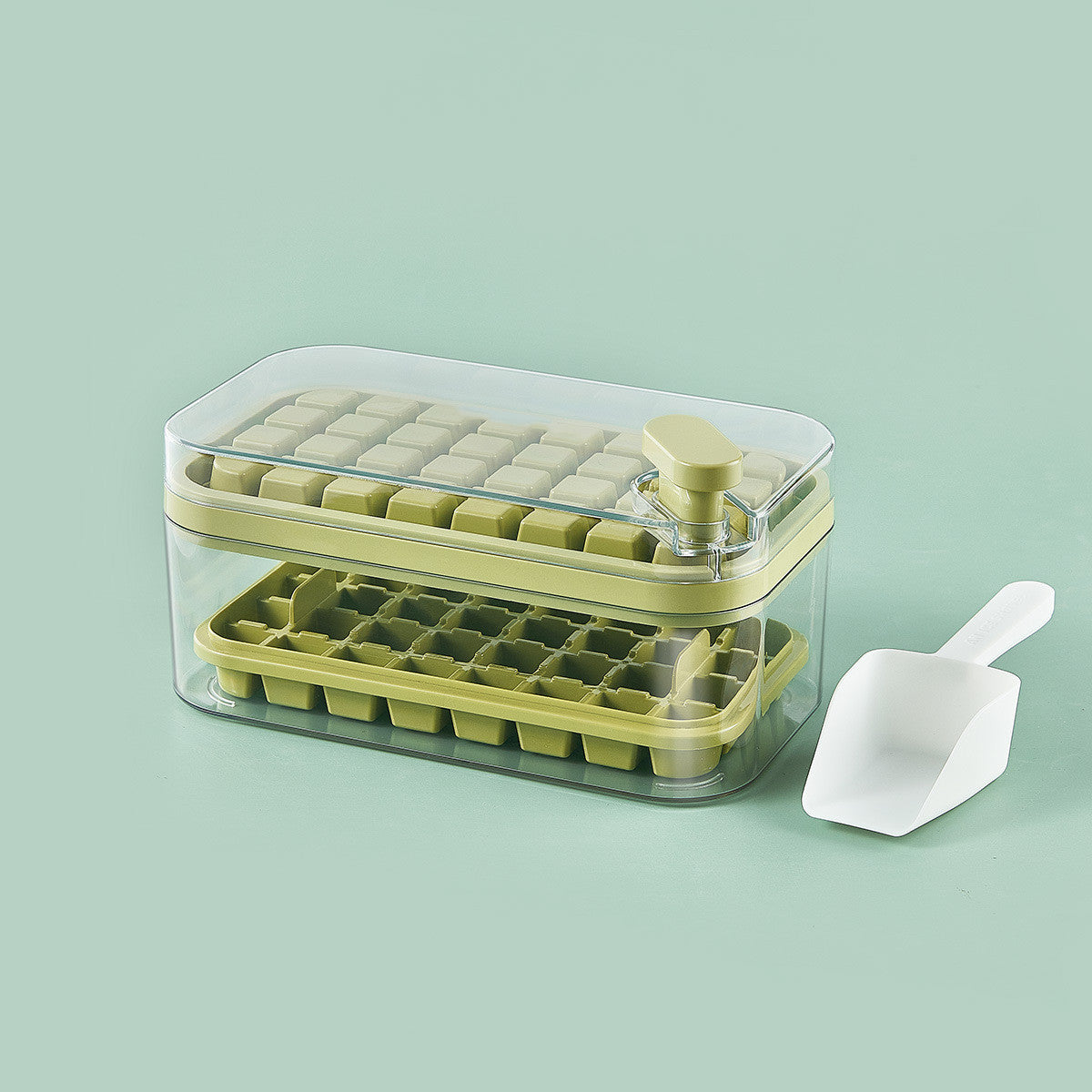 Press-Release Ice Cube Tray with Storage Bin
