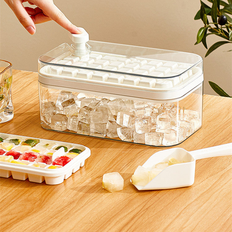 Press-Release Ice Cube Tray with Storage Bin