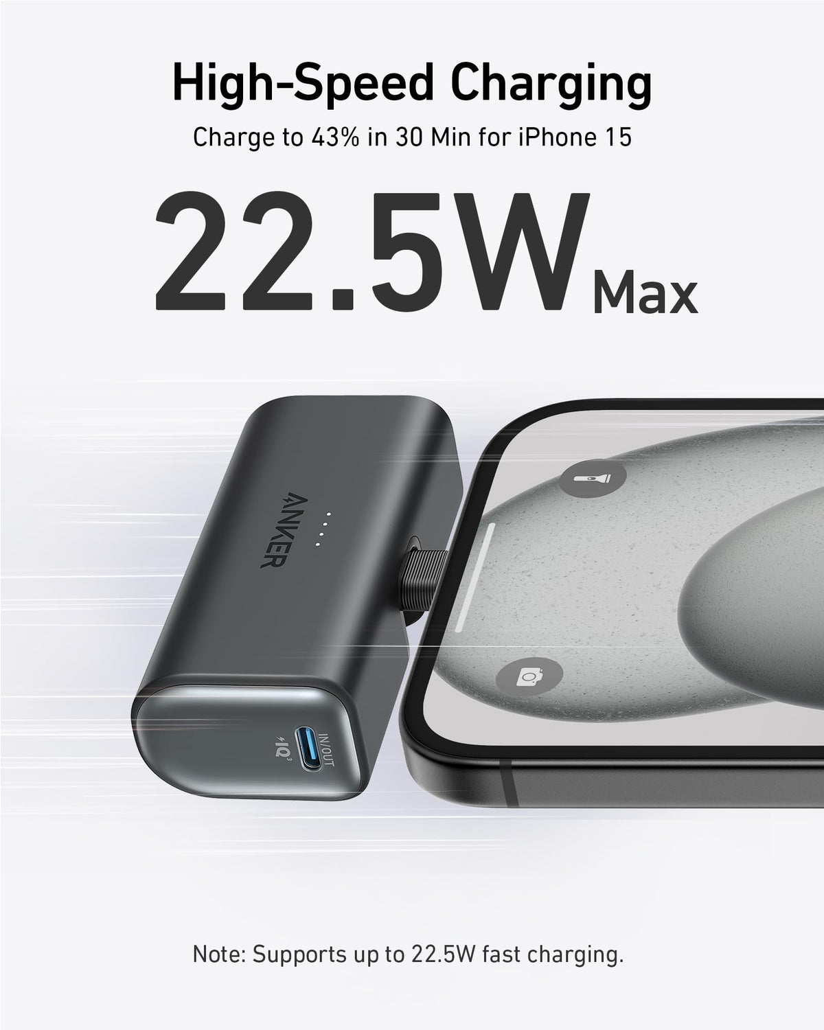 Anker Nano 5,000mAh Power Bank – 22.5W, Built-In USB-C