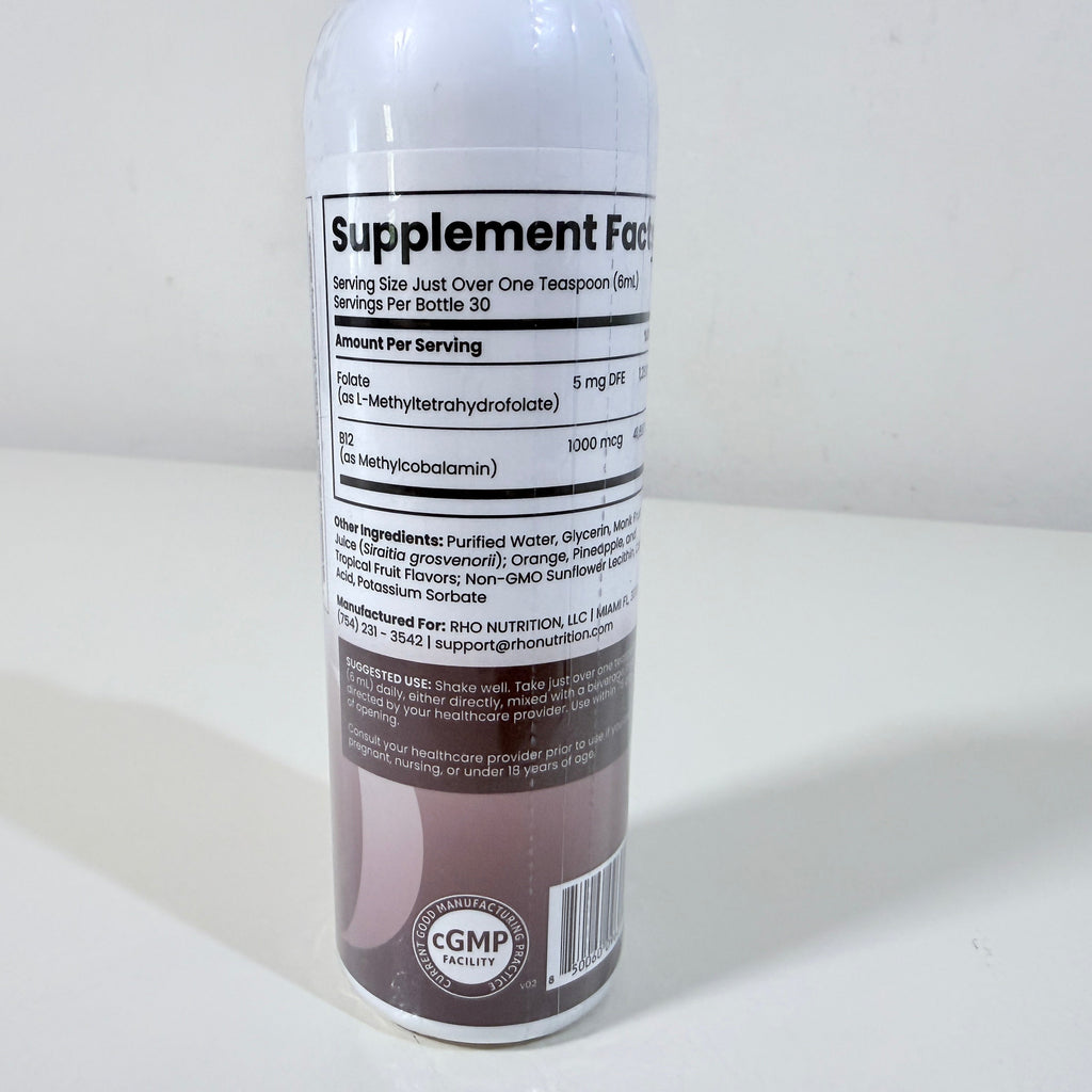 Rho Nutrition Liposomal Methylfolate + B12, 6 fl oz, BB 02/2028