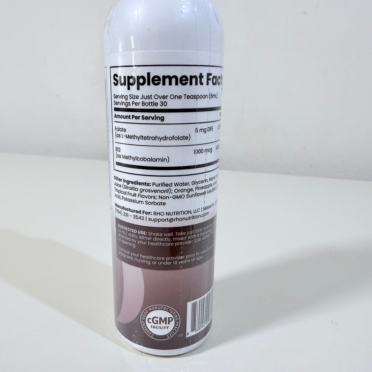Rho Nutrition Liposomal Methylfolate + B12, 6 fl oz, BB 02/2028