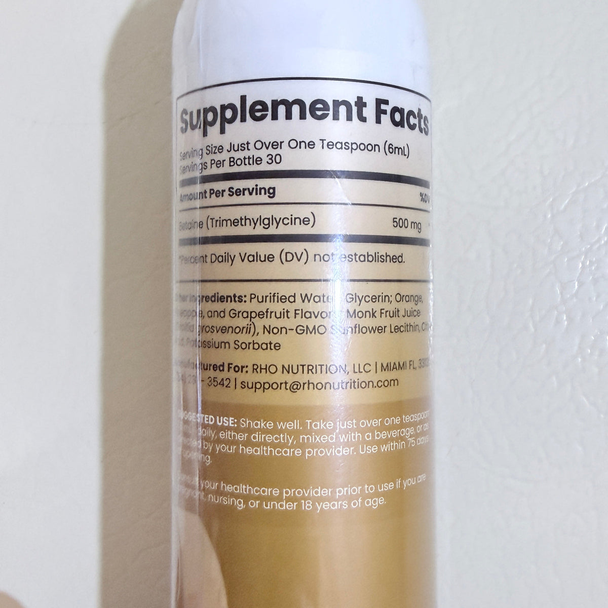 Rho Nutrition Liposomal TMG 500 mg, 6 fl oz Liquid, MFG 02/2026