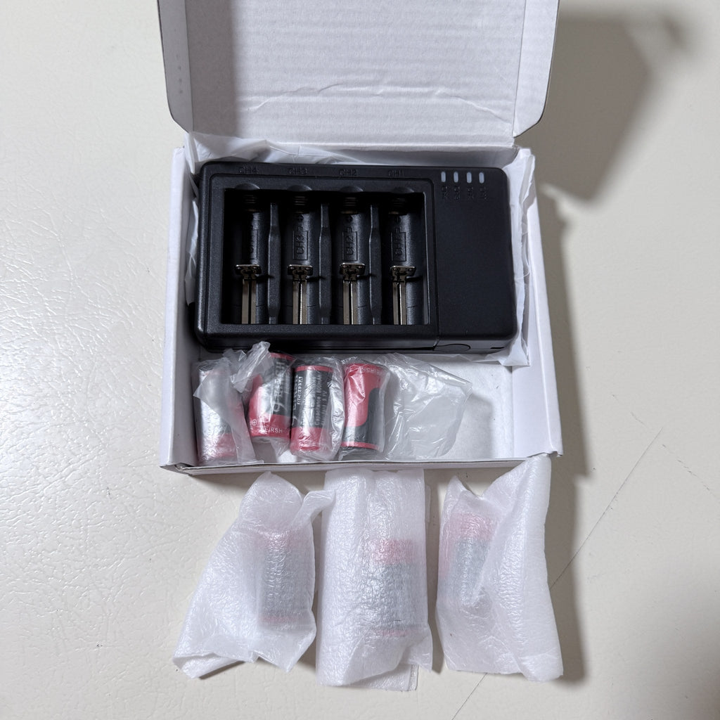 RCR123A Battery Charger with 7 Rechargeable RCR123A Batteries