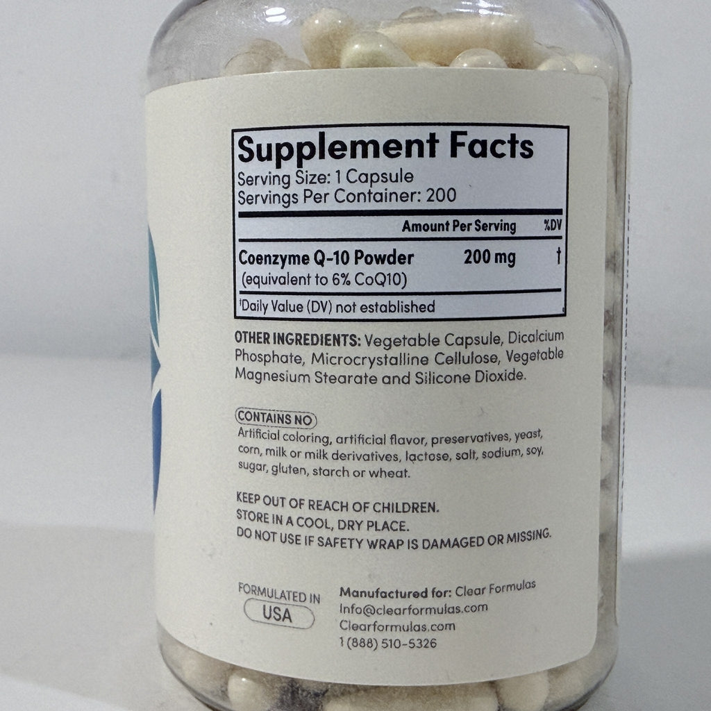 Clear Formulas CoQ-10 200 mg, 200 Capsules, Exp 01/2029