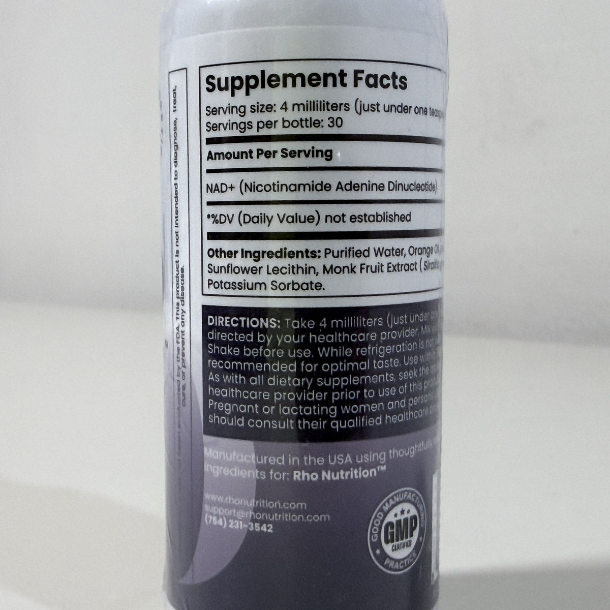 Rho Nutrition Liposomal NAD+, 4 fl oz Liquid, BB 11/2027