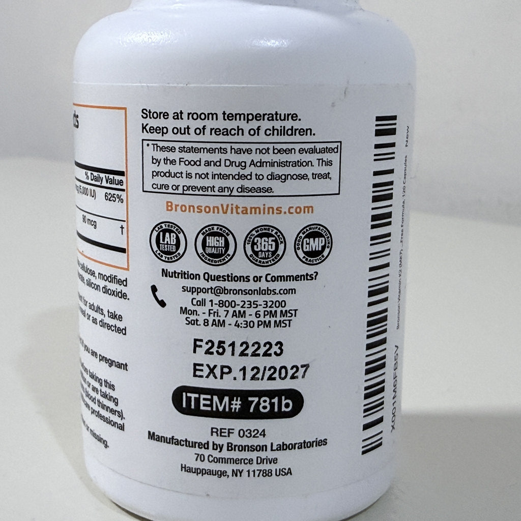 Bronson Vitamin K2 + D3 5000 IU, MK-7, 120 Capsules, Exp 12/2027