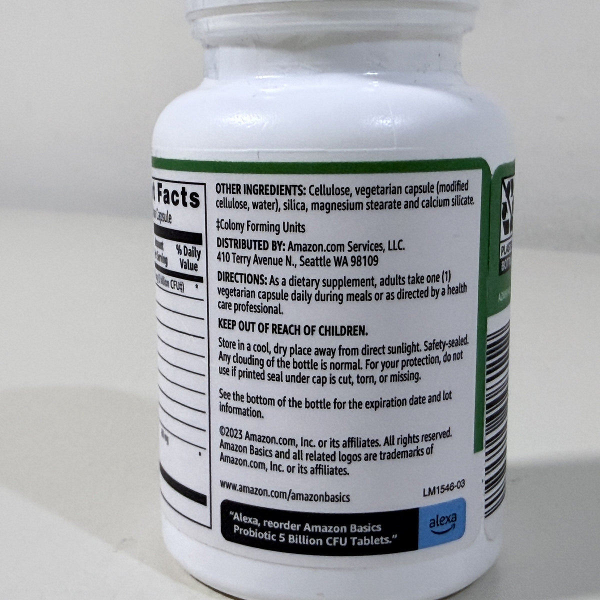 Amazon Basics Probiotic 5 Billion CFU, 60 Veg Capsules, Exp 08/2027