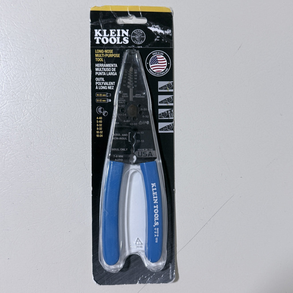 Klein Tools 1010 Long-Nose Multi-Purpose Tool, Wire Stripper Crimper