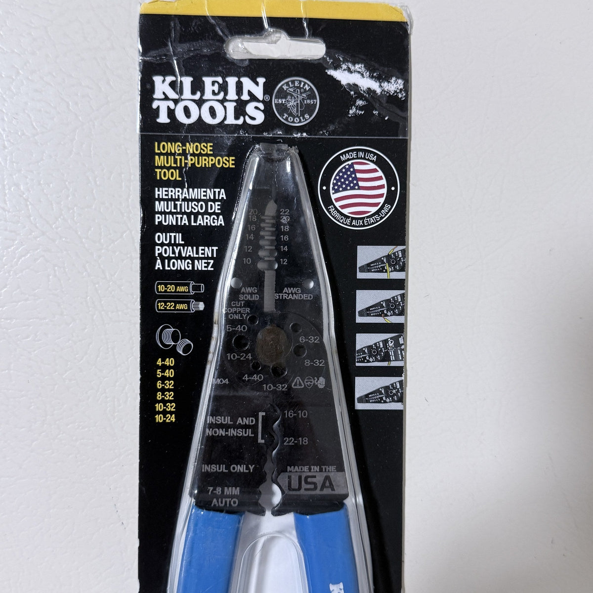 Klein Tools 1010 Long-Nose Multi-Purpose Tool, Wire Stripper Crimper