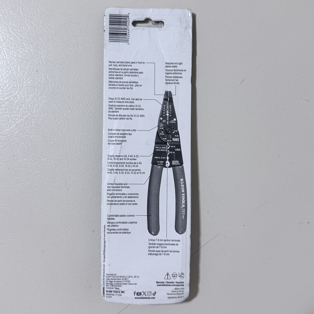 Klein Tools 1010 Long-Nose Multi-Purpose Tool, Wire Stripper Crimper