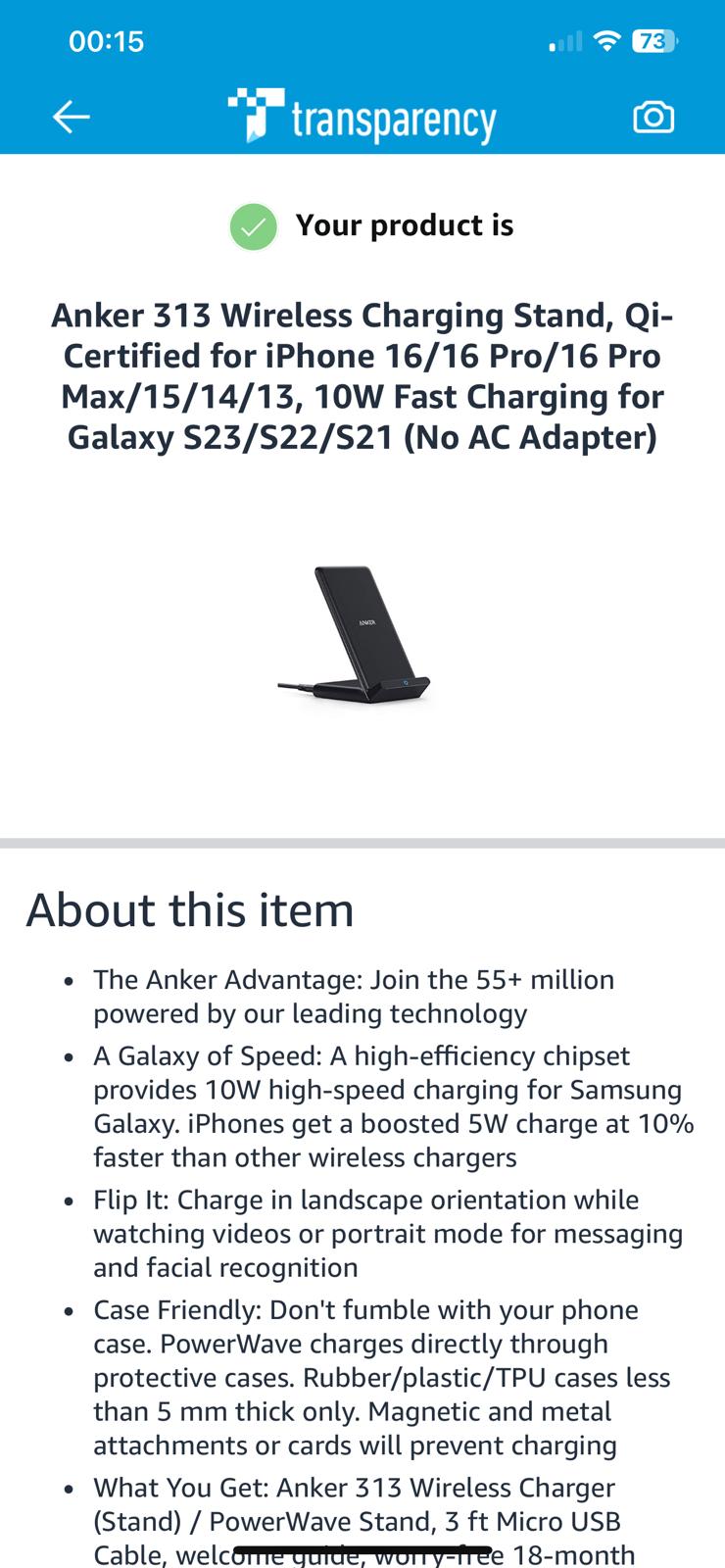 Used - Anker 313 Wireless Charging Stand, Qi-Certified