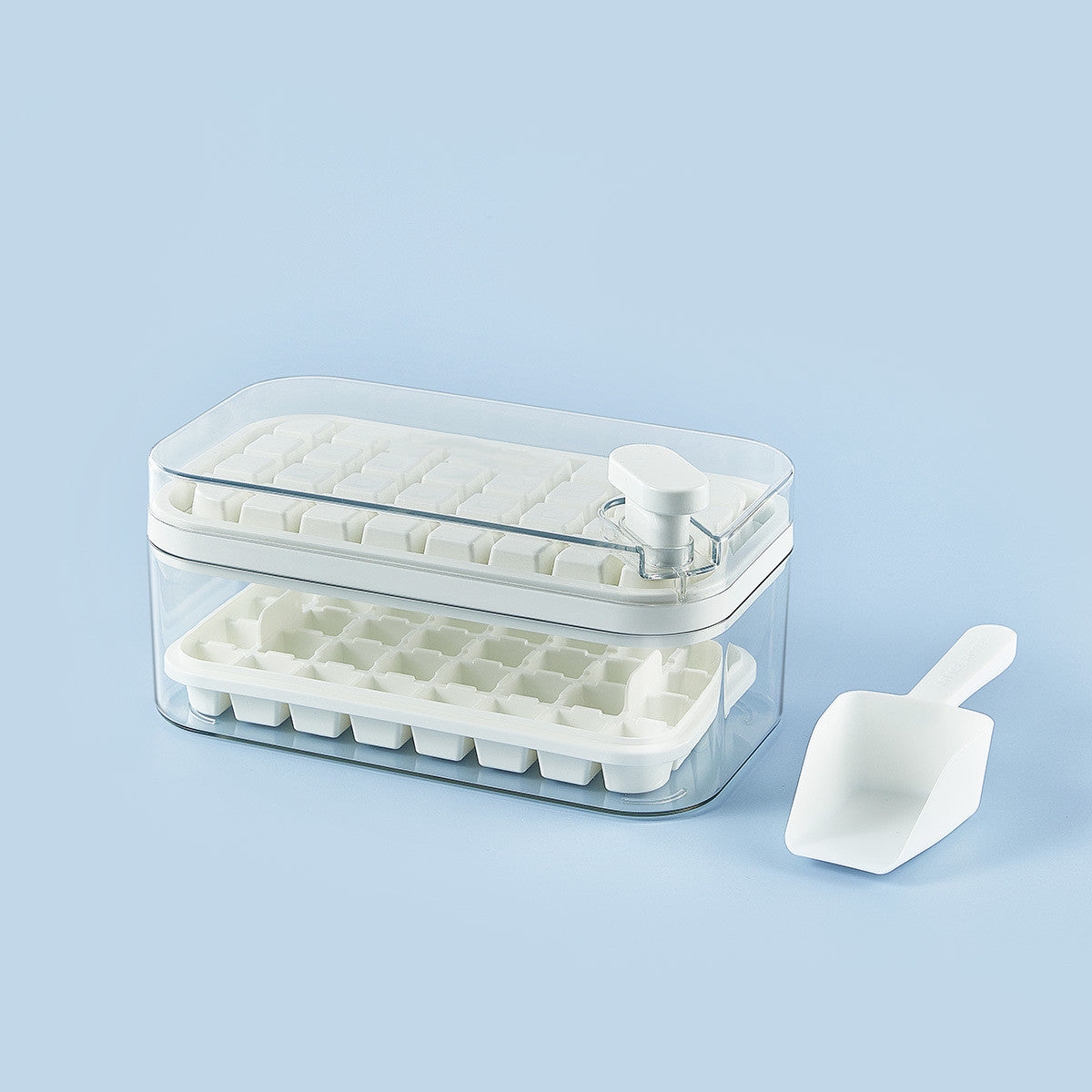 Press-Release Ice Cube Tray with Storage Bin