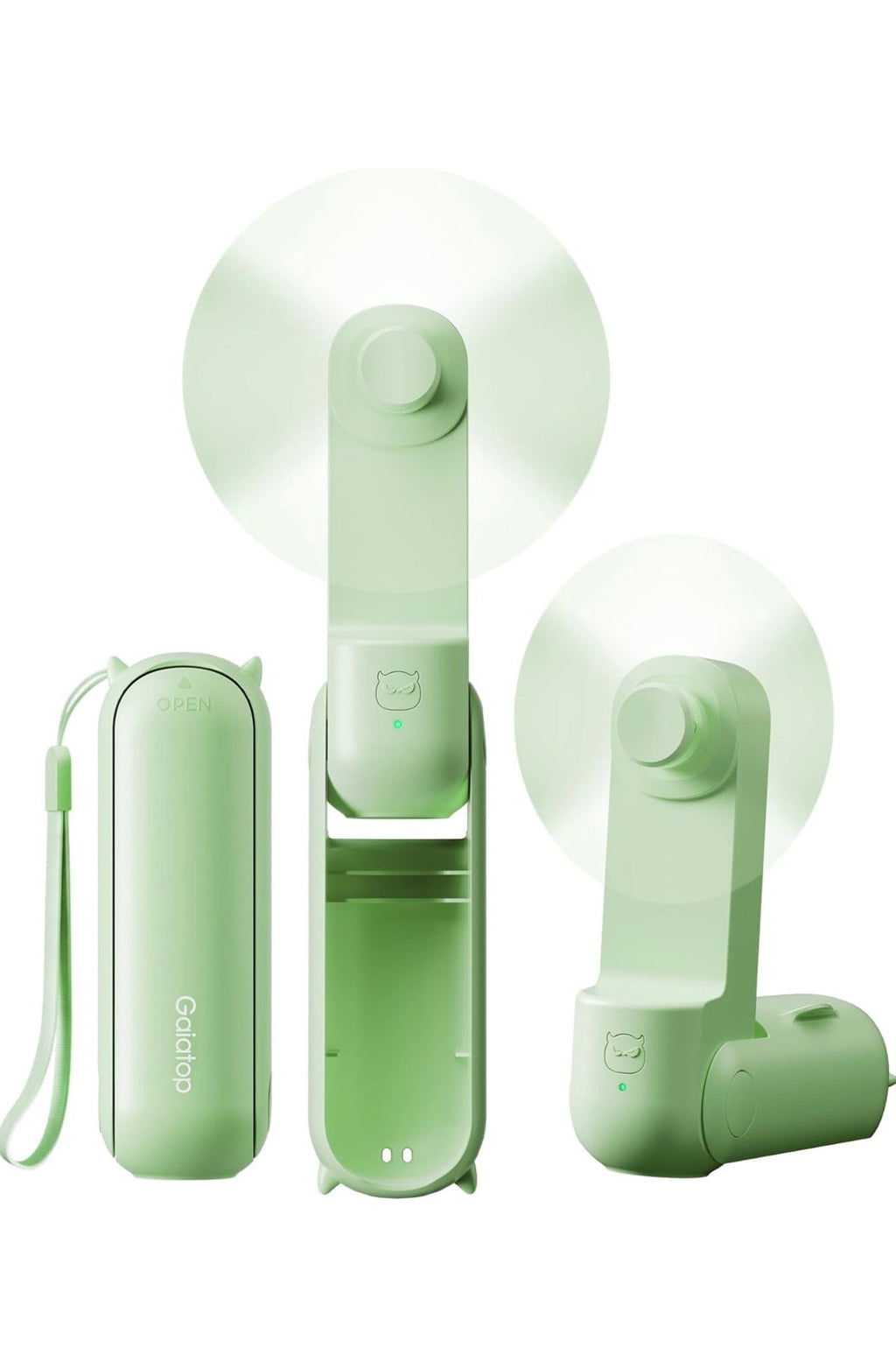 Mini Portable Folding Fan, 1800 mAh Rechargeable, Green