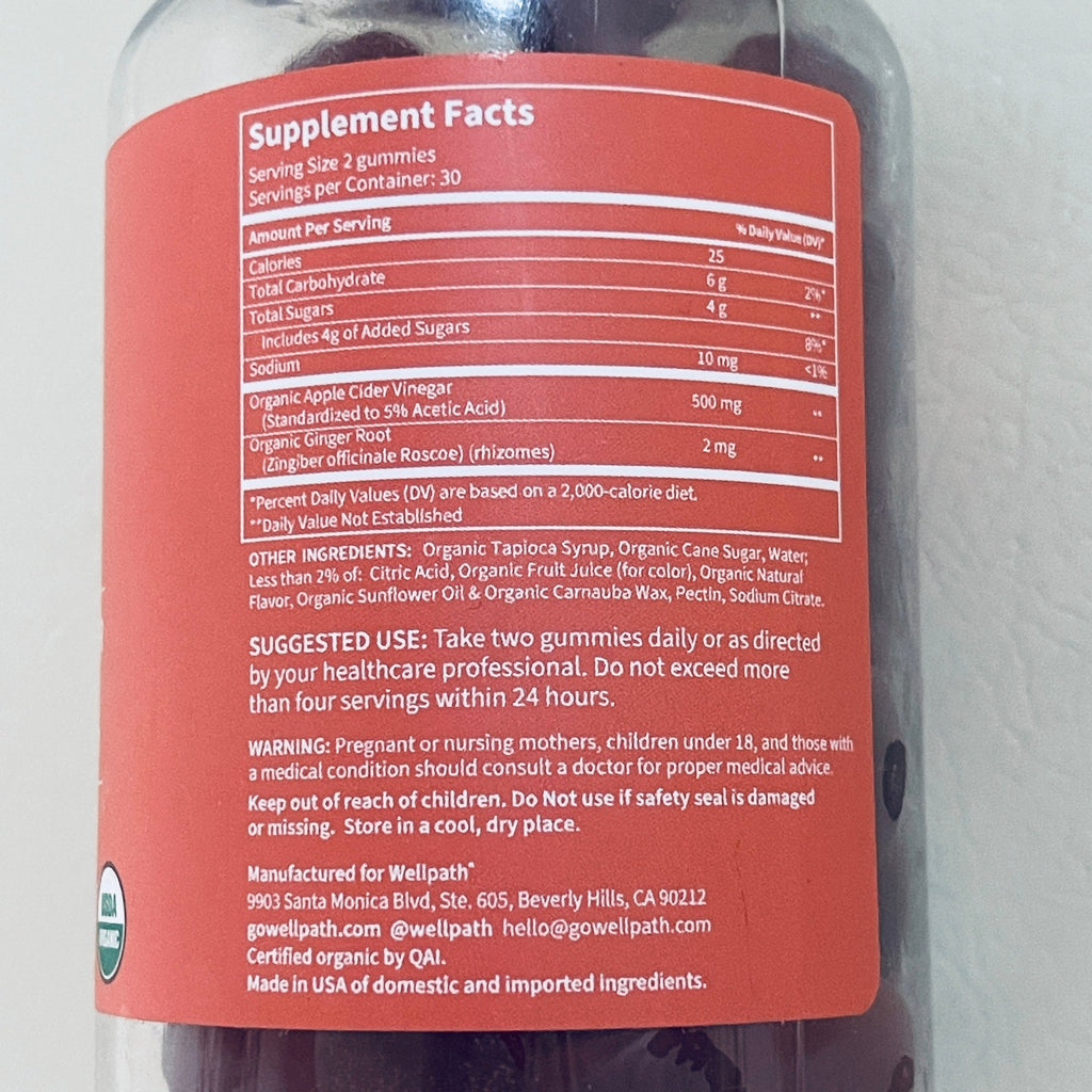 WellPath Organic Apple Cider Vinegar Gummies, 60 Ct, EXP 09/2027