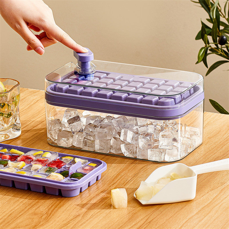 Press-Release Ice Cube Tray with Storage Bin