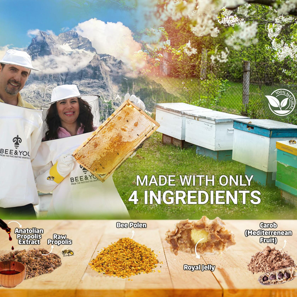 Bee and You Royal Jelly Tablets, Propolis & Bee Pollen, 60ct EXP 12/26