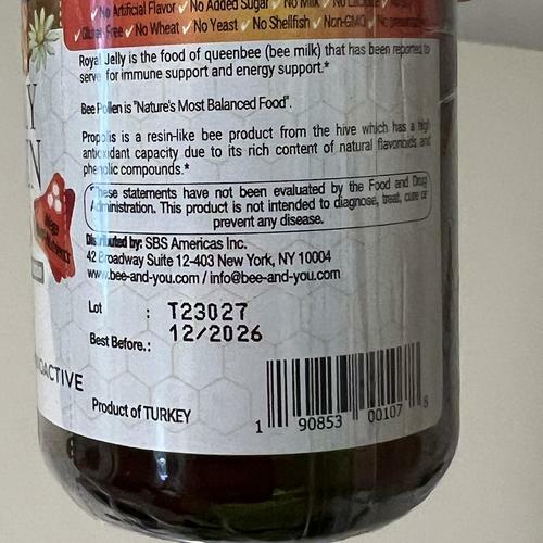 Bee and You Royal Jelly Tablets, Propolis & Bee Pollen, 60ct EXP 12/26