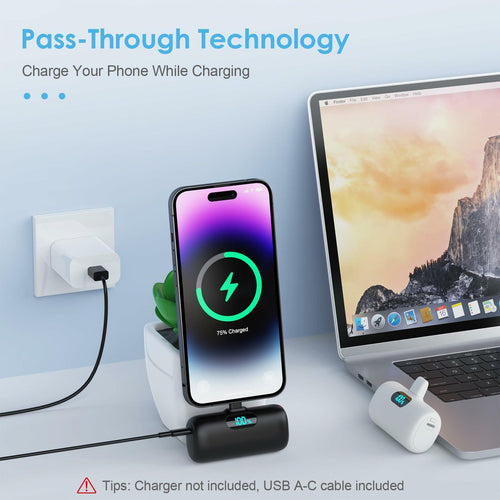 2-Pack Small Portable Charger for iPhone, 5000mAh PD Power Bank