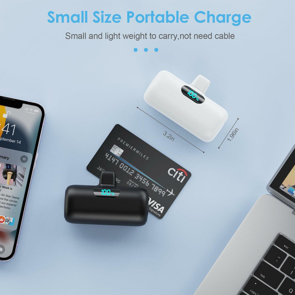2-Pack Small Portable Charger for iPhone, 5000mAh PD Power Bank
