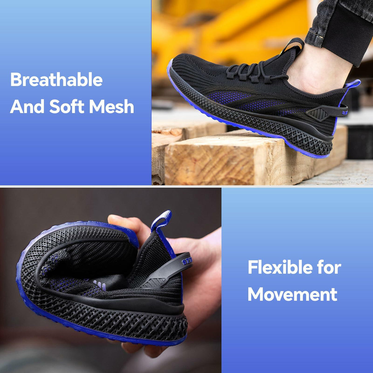 Composite Toe Safety Shoes, Puncture Proof, Men's 8 / Women's 9
